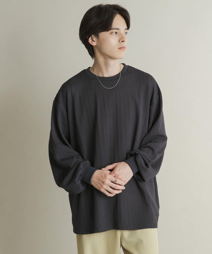 輕質華夫格圓領長袖T恤