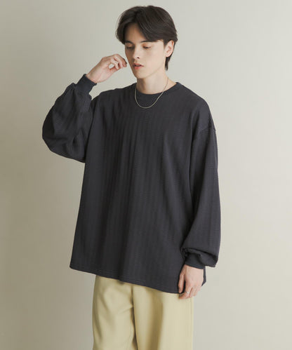 輕質華夫格圓領長袖T恤