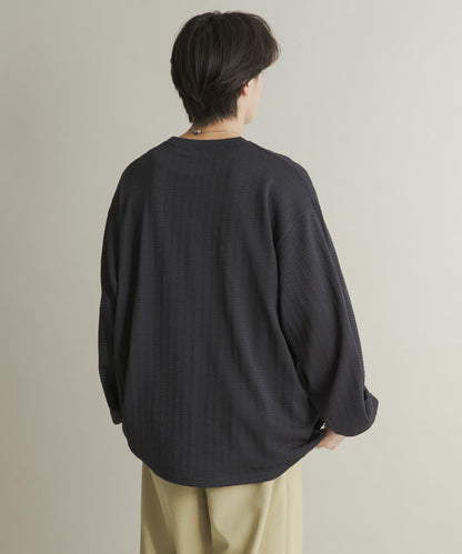 輕質華夫格圓領長袖T恤