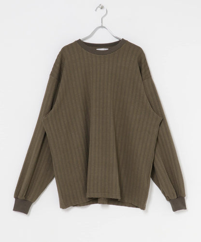 輕質華夫格圓領長袖T恤