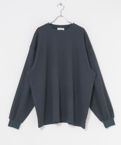 輕質華夫格圓領長袖T恤