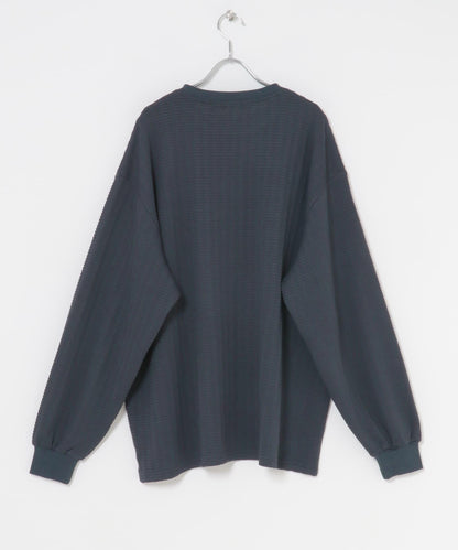 輕質華夫格圓領長袖T恤