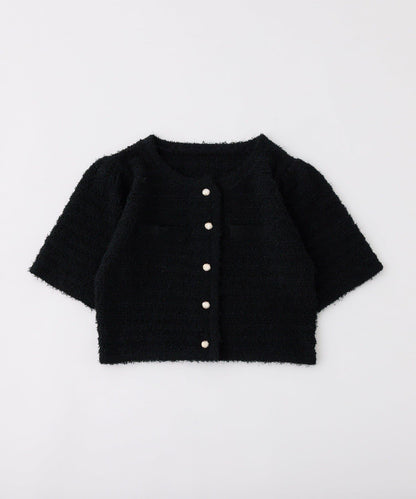 金色紐扣短袖仿呢料開衫