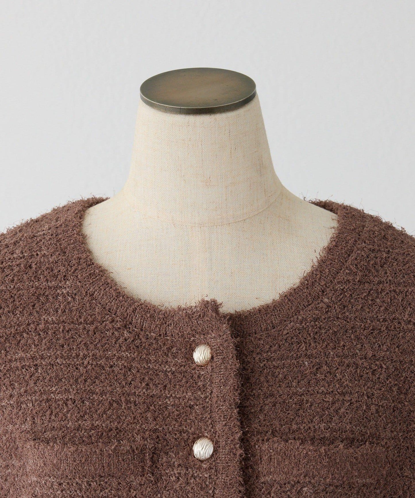 金色紐扣短袖仿呢料開衫