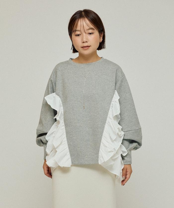 拼接荷葉邊衛衣