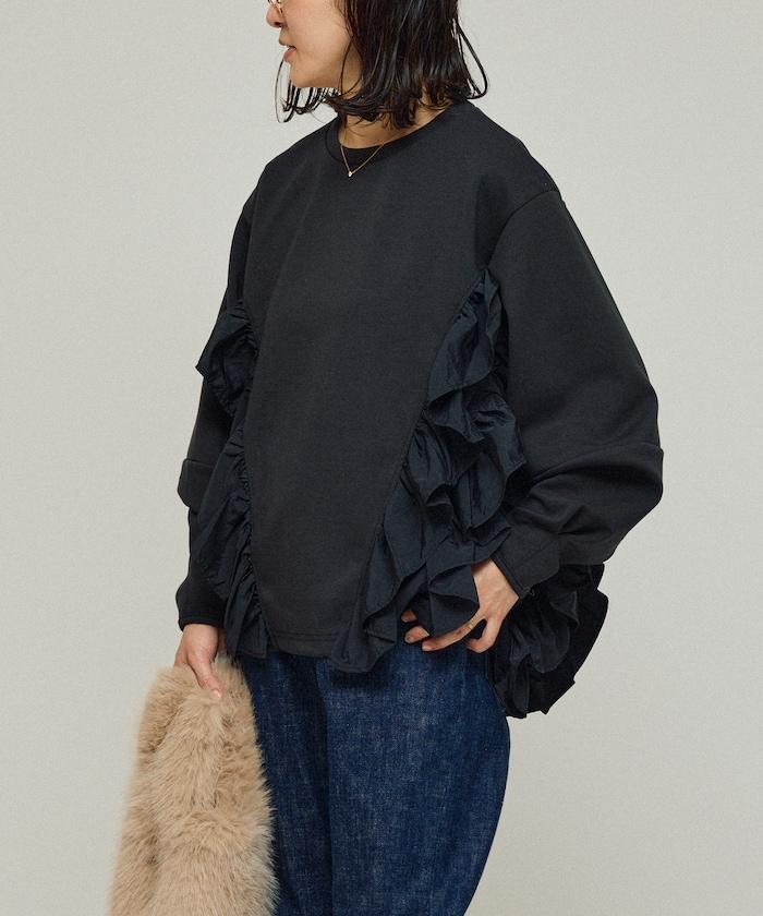拼接荷葉邊衛衣
