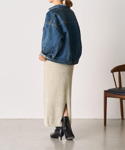 【SHENERY】亮絲長毛修身半身裙