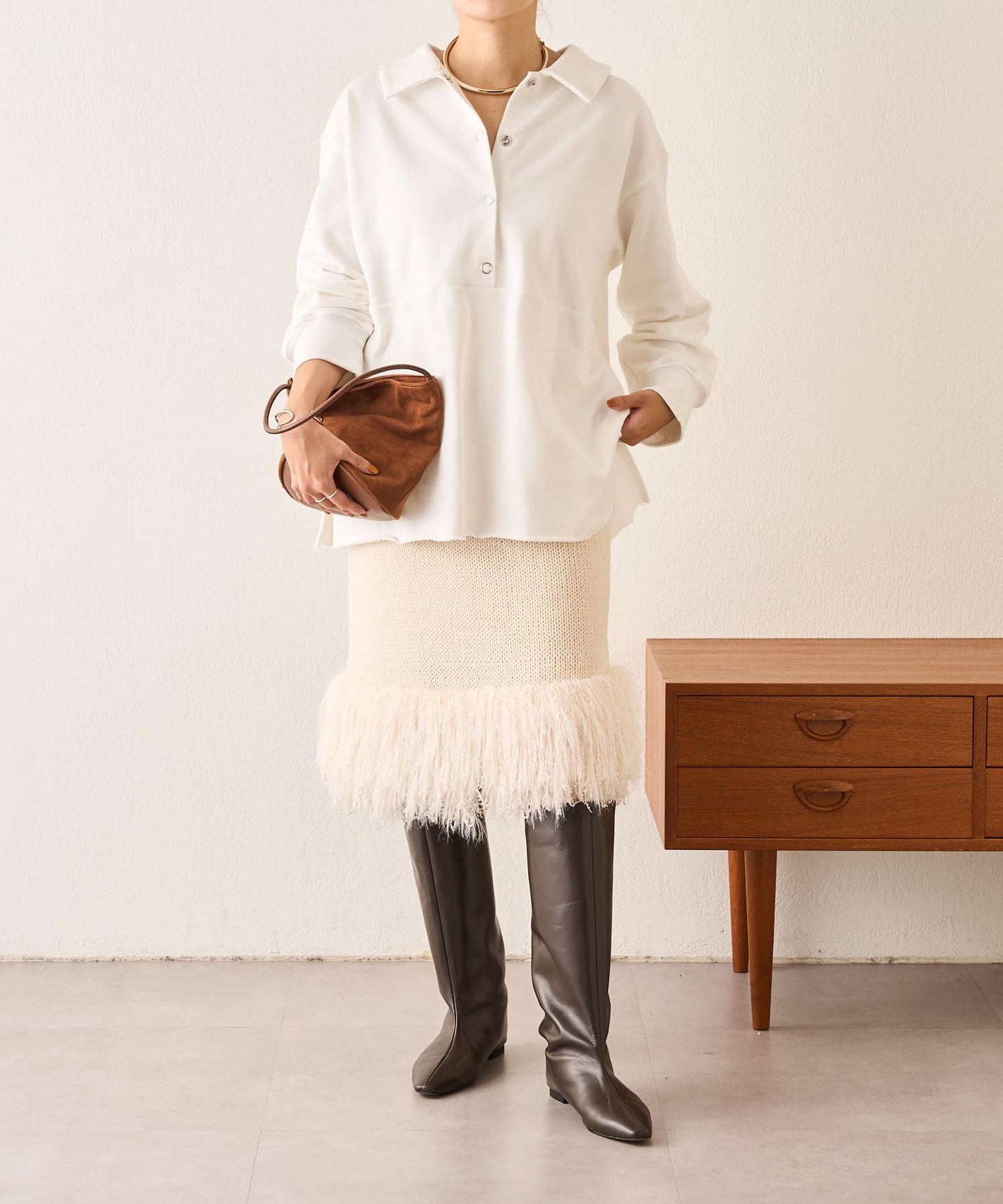 【SHENERY】流蘇針織半身裙