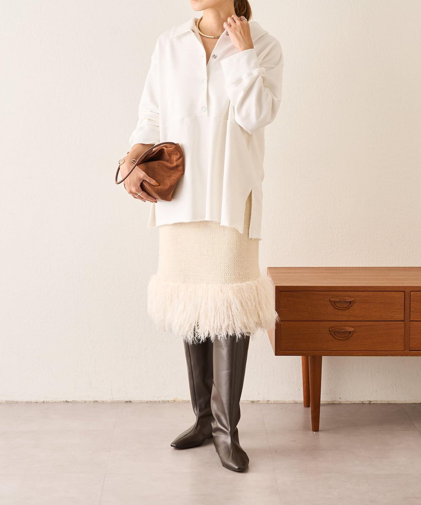 【SHENERY】流蘇針織半身裙