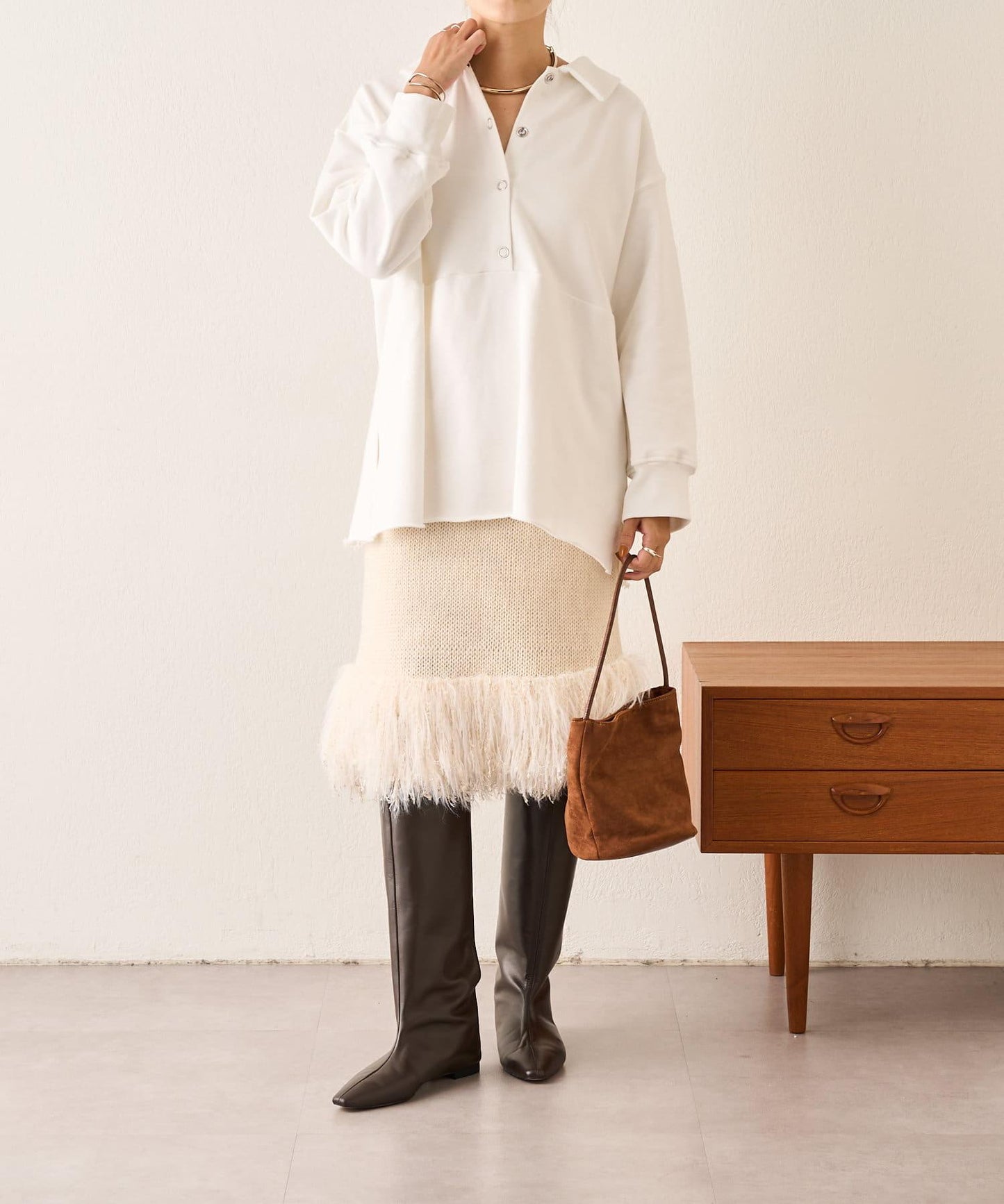 【SHENERY】流蘇針織半身裙