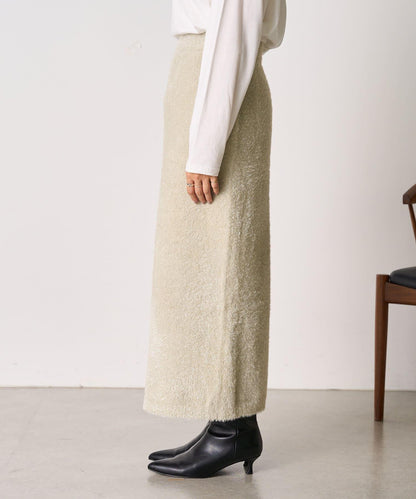 【SHENERY】亮絲長毛修身半身裙