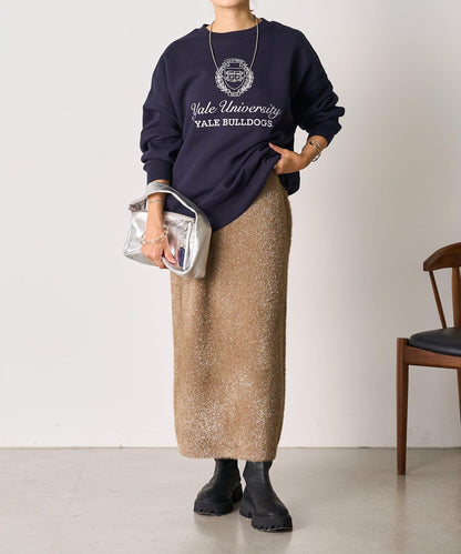 【SHENERY】亮絲長毛修身半身裙