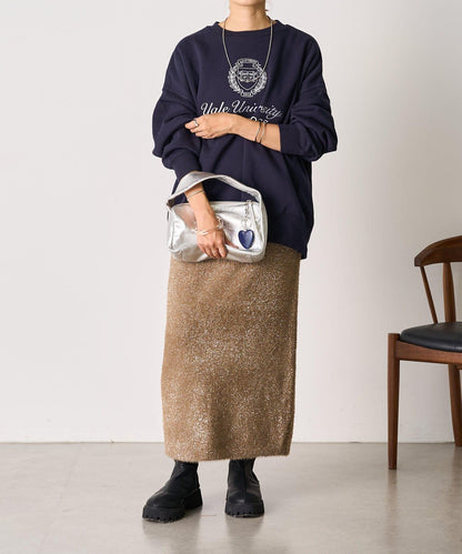 【SHENERY】亮絲長毛修身半身裙