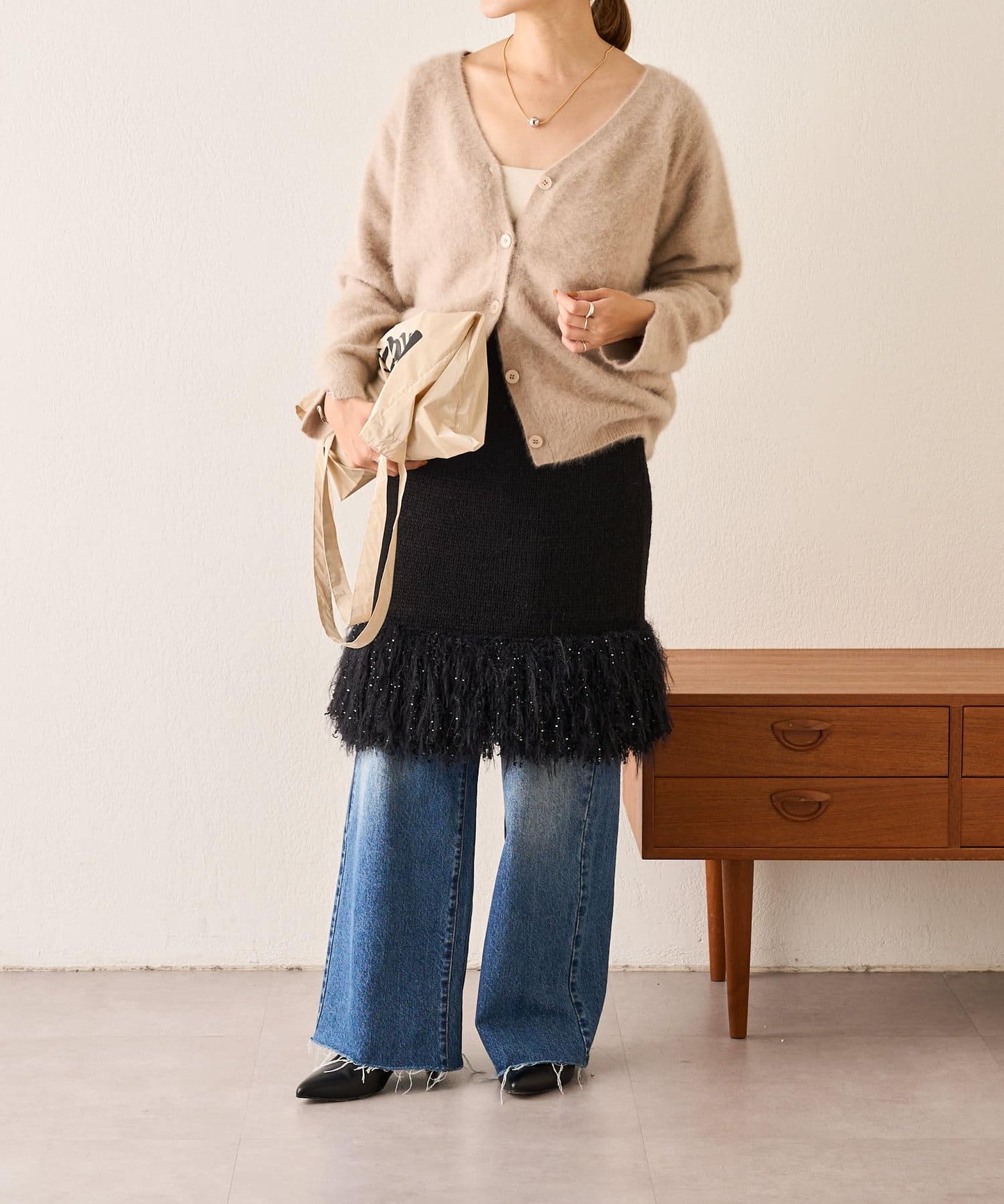 【SHENERY】流蘇針織半身裙