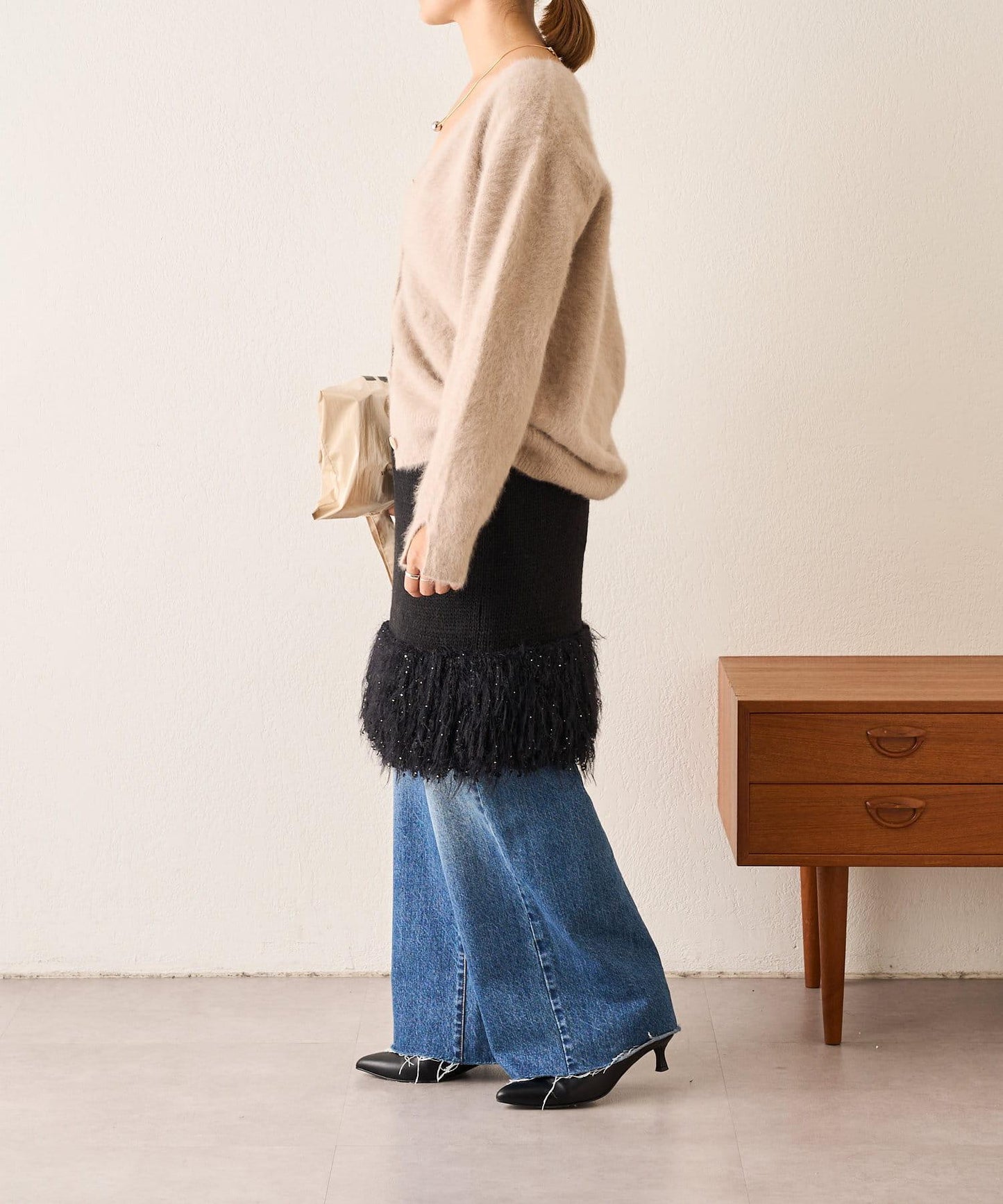【SHENERY】流蘇針織半身裙