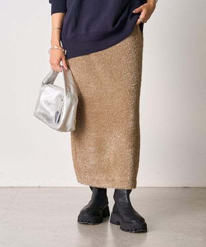 【SHENERY】亮絲長毛修身半身裙