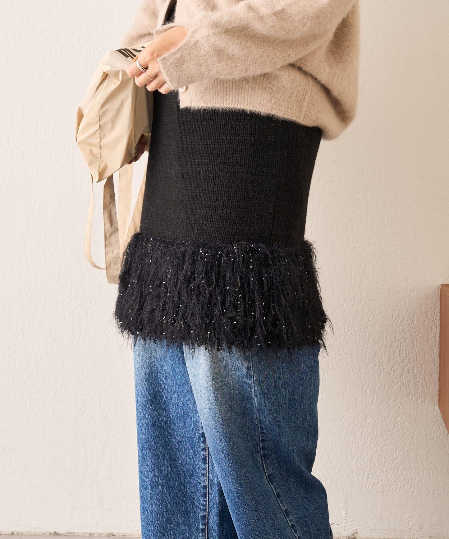 【SHENERY】流蘇針織半身裙