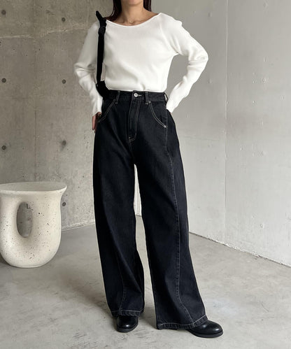 【CAPRICIEUX LE'MAGE】側褶牛仔褲