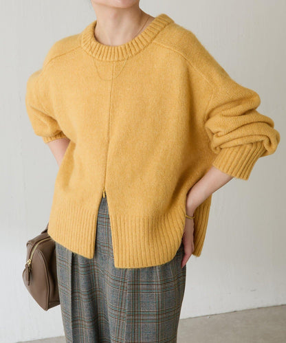 【可手洗/易於疊穿】仿犛牛絨短款針織衫