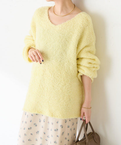 【多場合可穿】羊毛混紡毛圈套頭針織衫