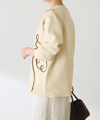 鏤空刺繡深V領針織衫