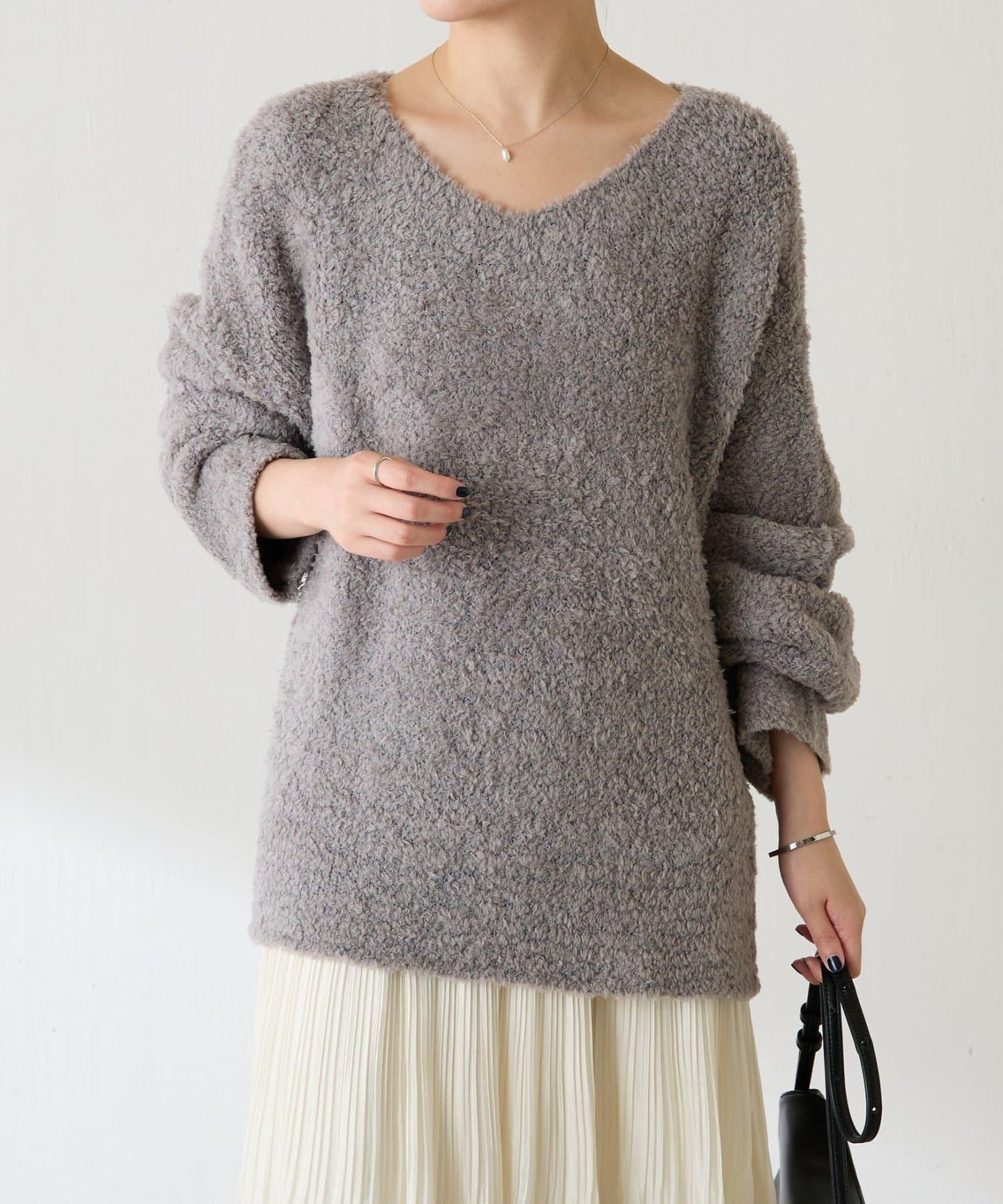 【多場合可穿】羊毛混紡毛圈套頭針織衫