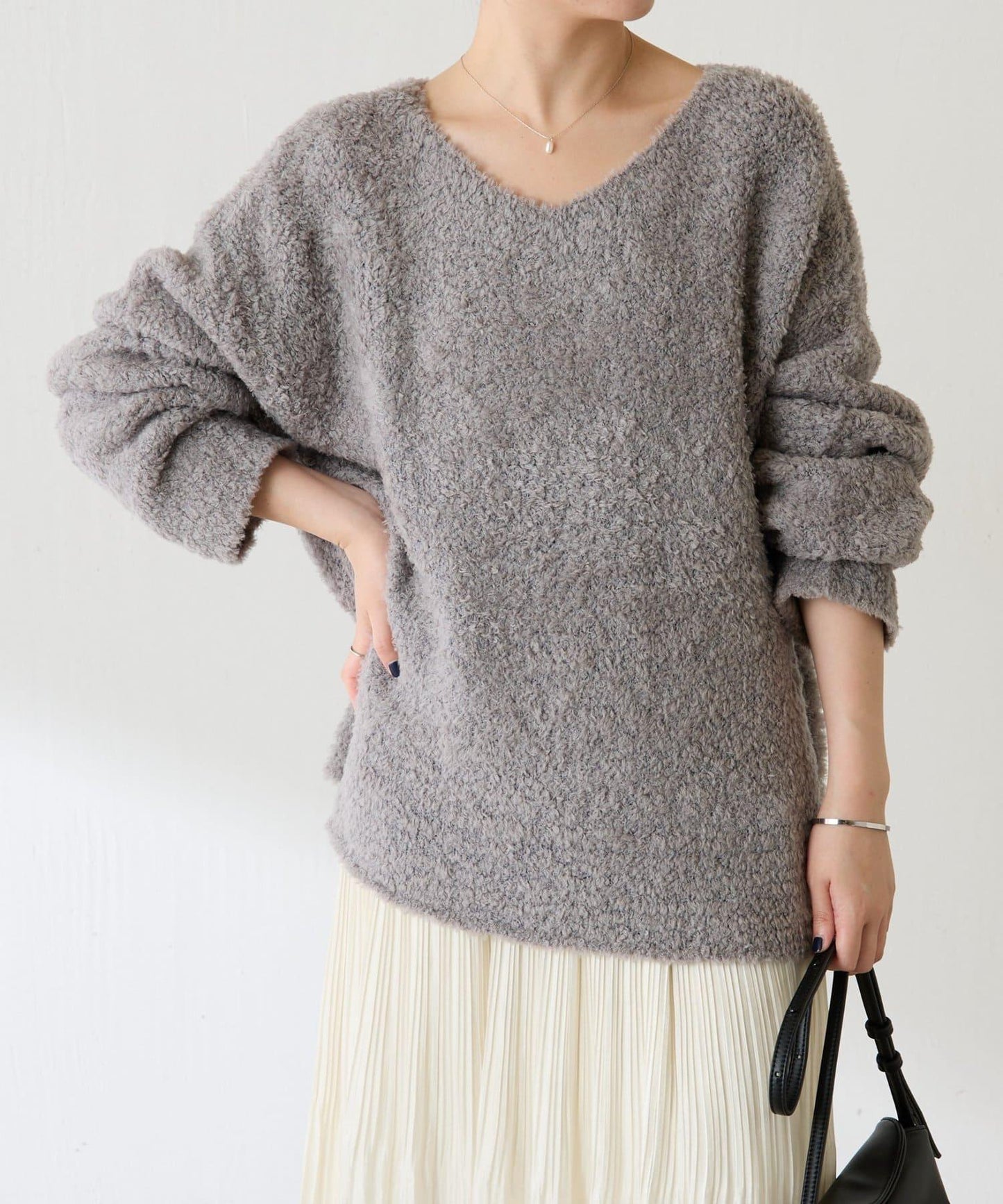 【多場合可穿】羊毛混紡毛圈套頭針織衫