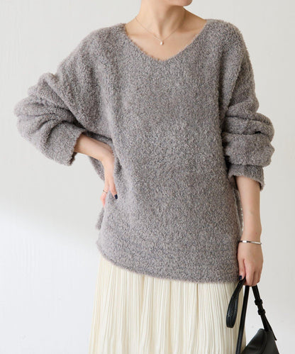 【多場合可穿】羊毛混紡毛圈套頭針織衫