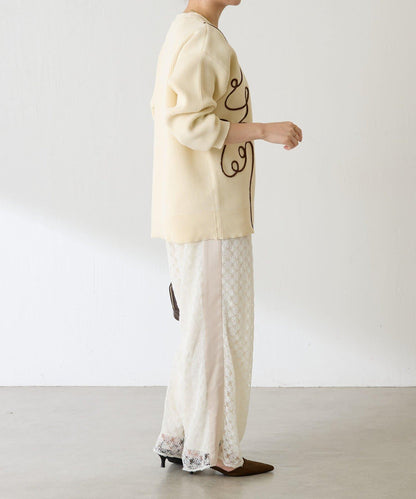 鏤空刺繡深V領針織衫