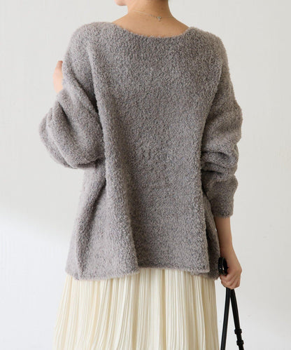 【多場合可穿】羊毛混紡毛圈套頭針織衫