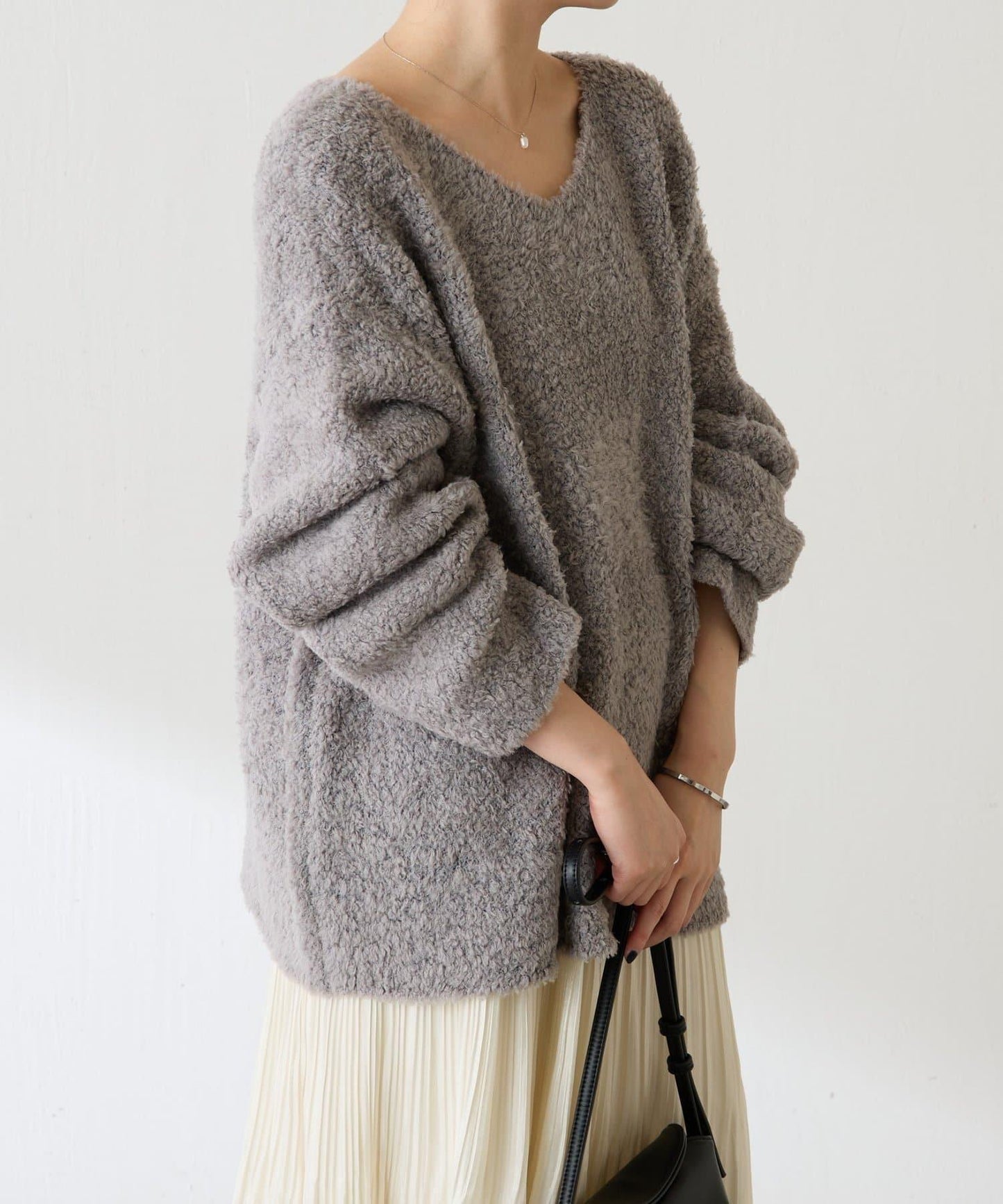 【多場合可穿】羊毛混紡毛圈套頭針織衫