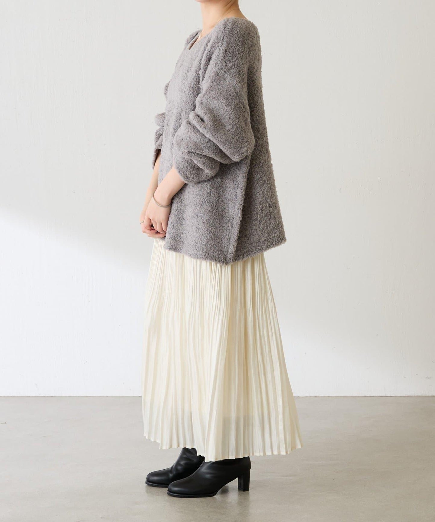 【多場合可穿】羊毛混紡毛圈套頭針織衫