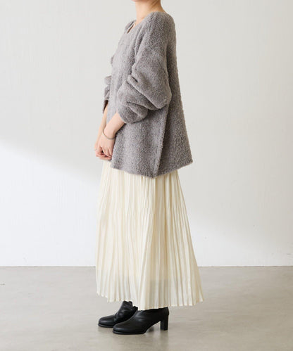 【多場合可穿】羊毛混紡毛圈套頭針織衫