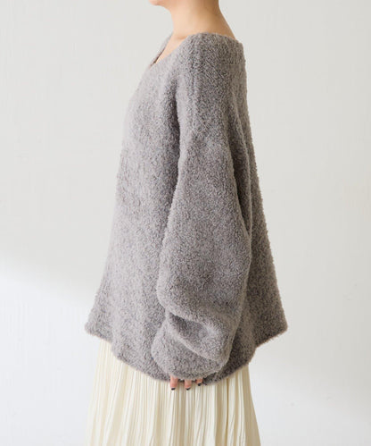 【多場合可穿】羊毛混紡毛圈套頭針織衫