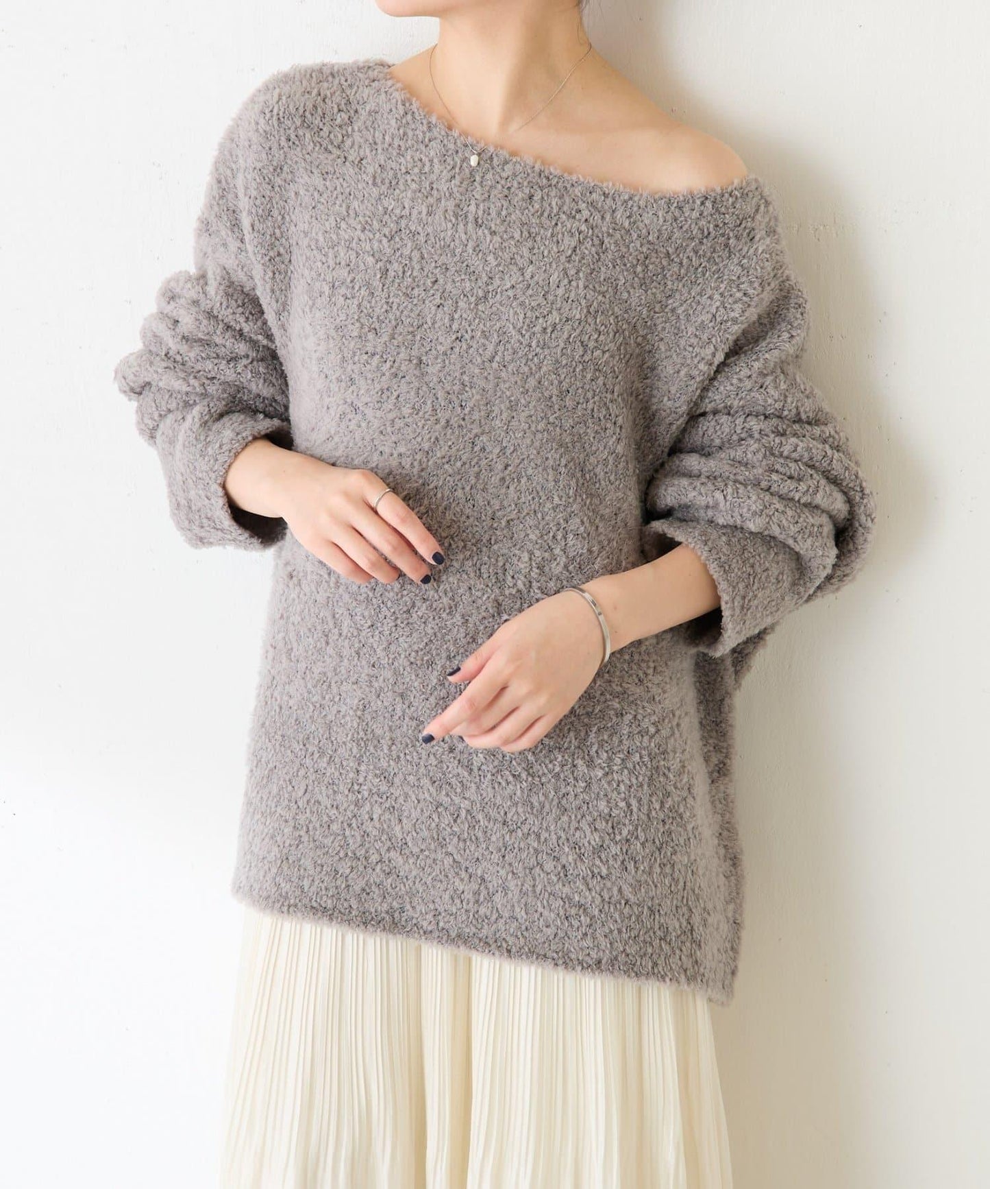 【多場合可穿】羊毛混紡毛圈套頭針織衫