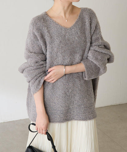【多場合可穿】羊毛混紡毛圈套頭針織衫
