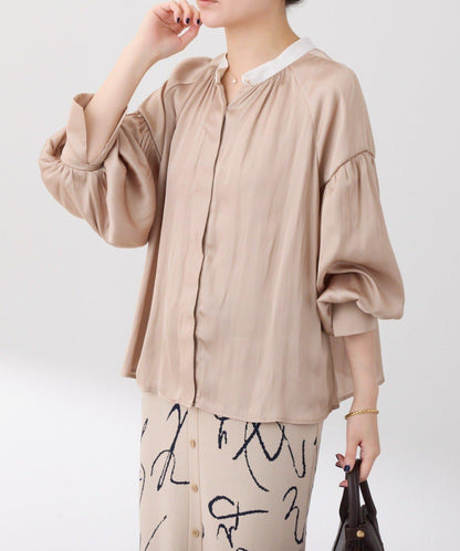 拼色緞面襯衫/禮服