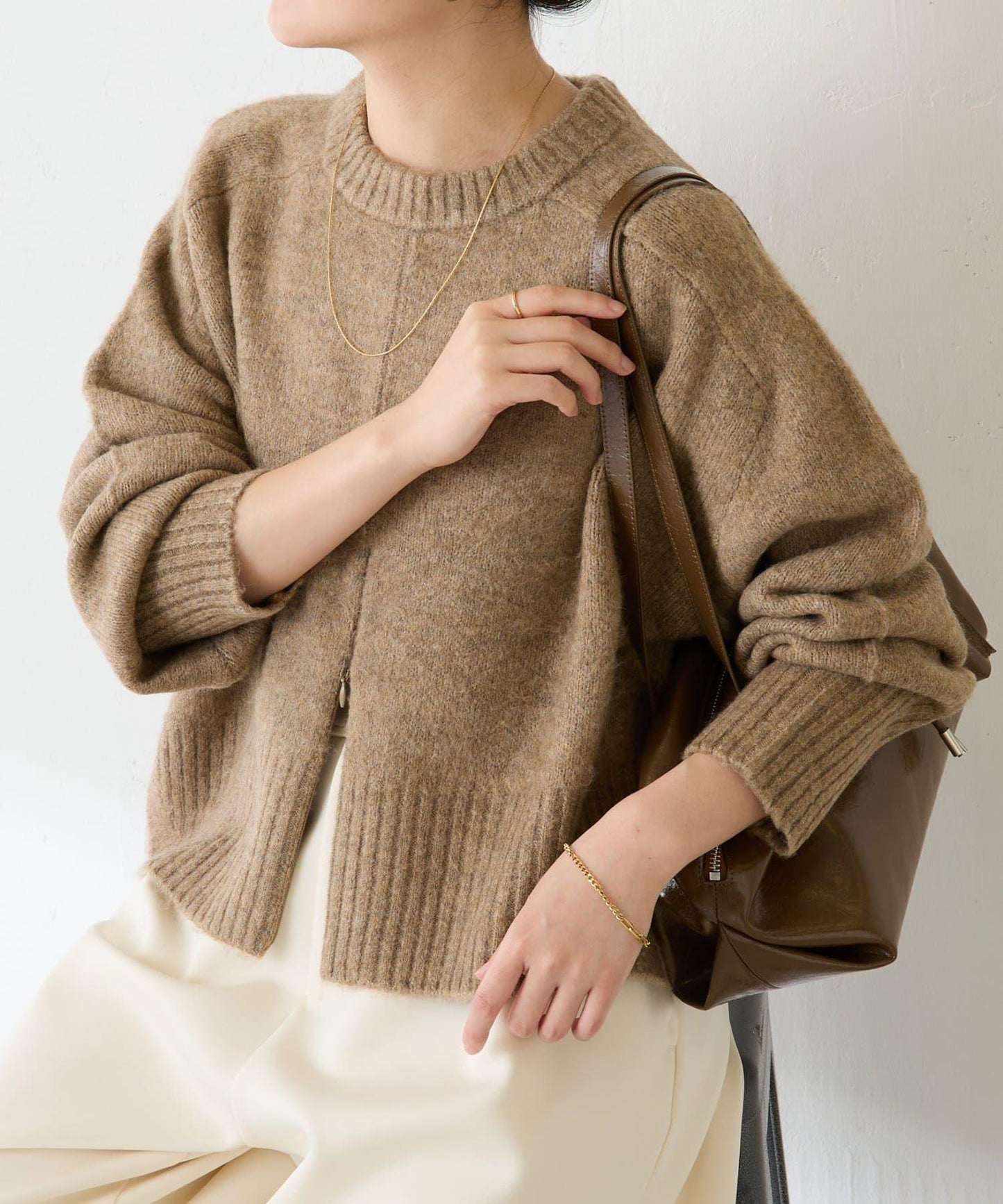 【可手洗/易於疊穿】仿犛牛絨短款針織衫