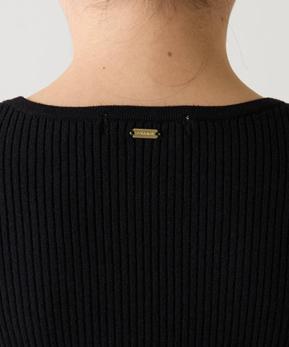 袖部百褶修身針織衫