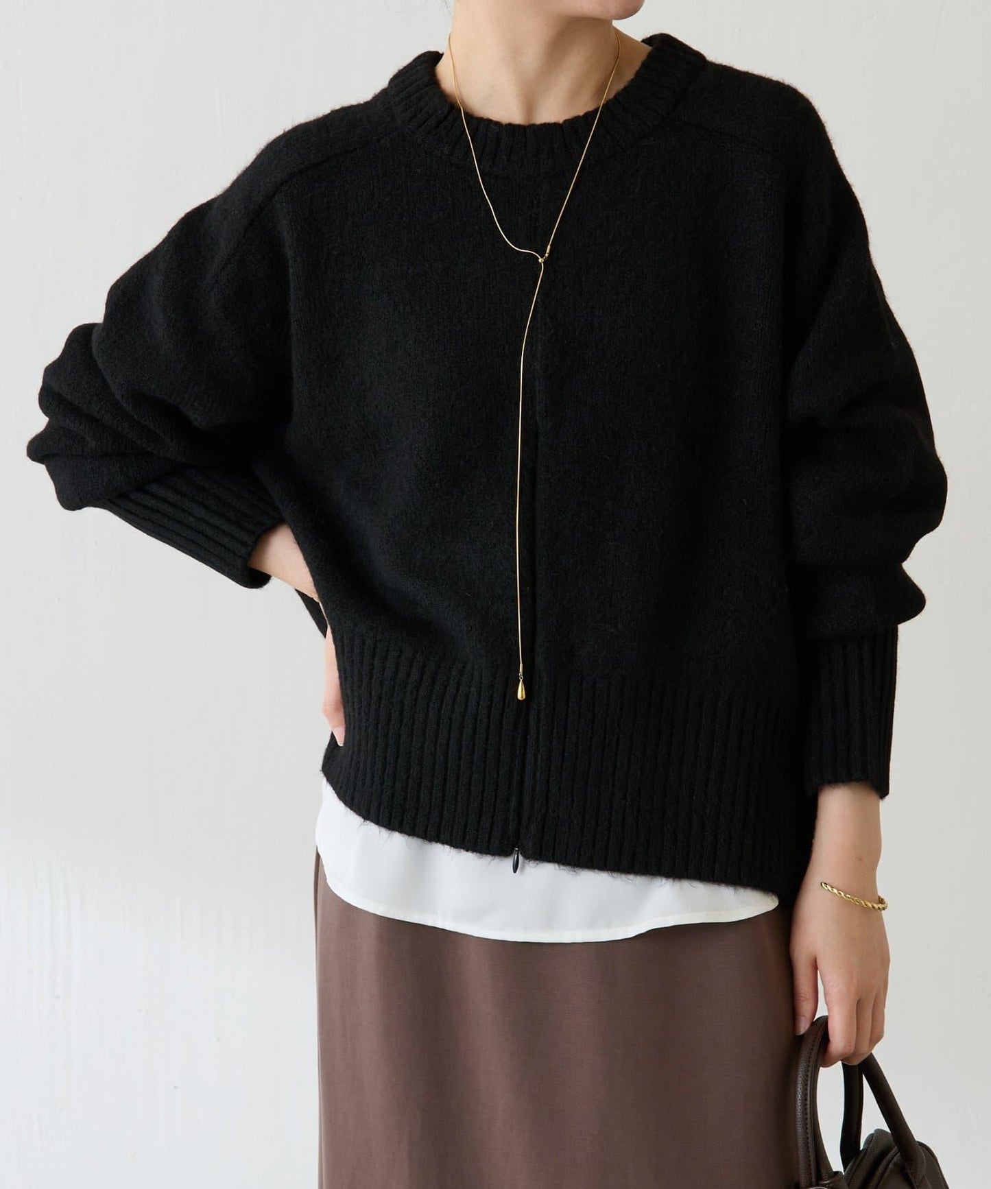 【可手洗/易於疊穿】仿犛牛絨短款針織衫