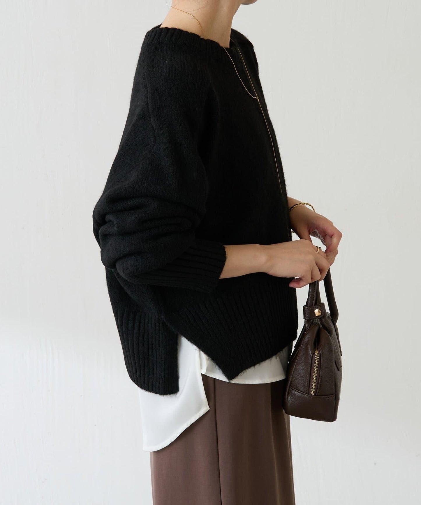 【可手洗/易於疊穿】仿犛牛絨短款針織衫