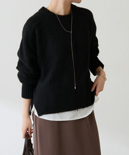 【可手洗/易於疊穿】仿犛牛絨短款針織衫