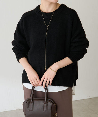 【可手洗/易於疊穿】仿犛牛絨短款針織衫