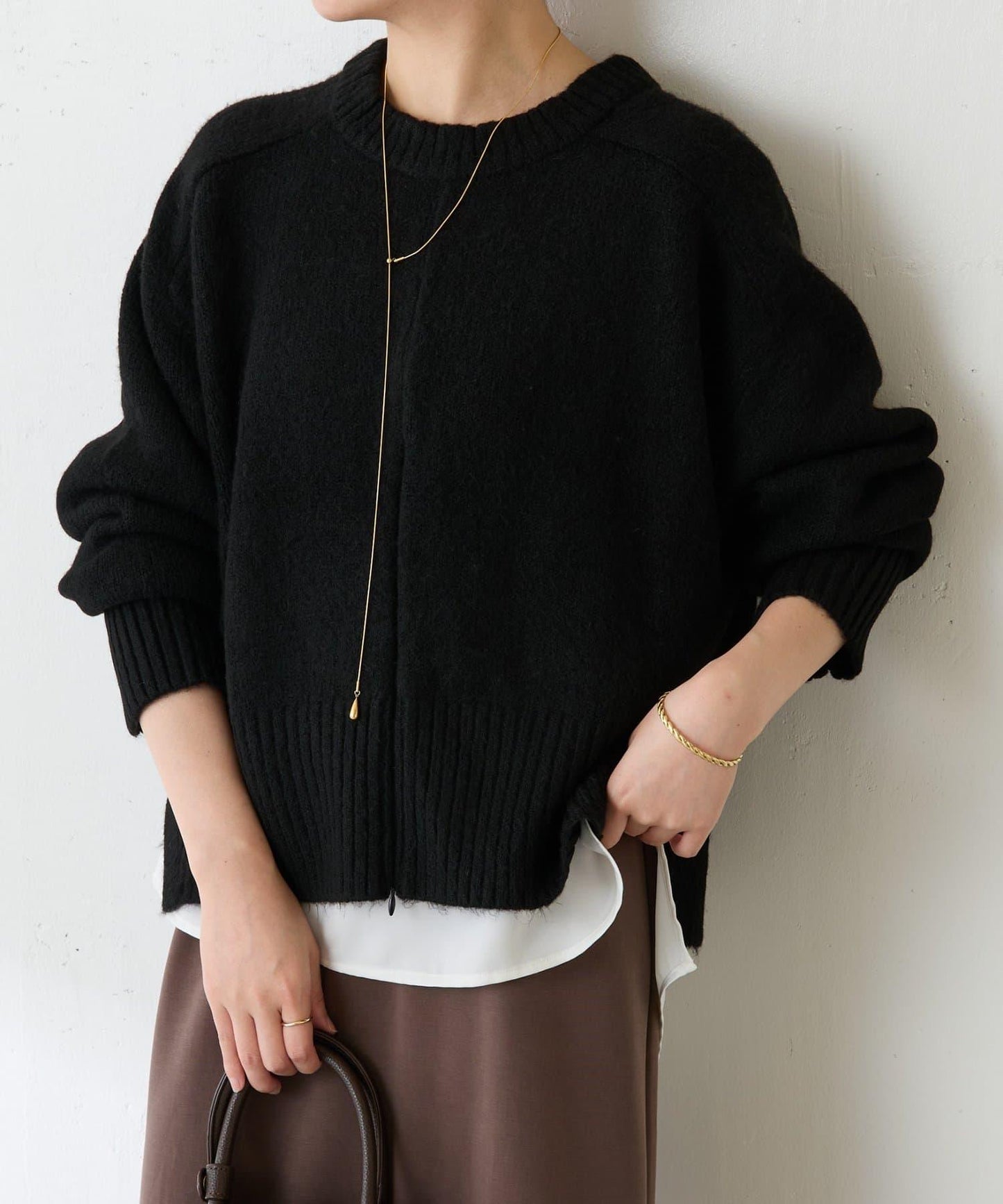 【可手洗/易於疊穿】仿犛牛絨短款針織衫