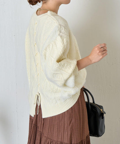 後背繫帶針織衫