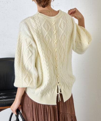 後背繫帶針織衫