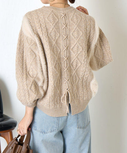 後背繫帶針織衫