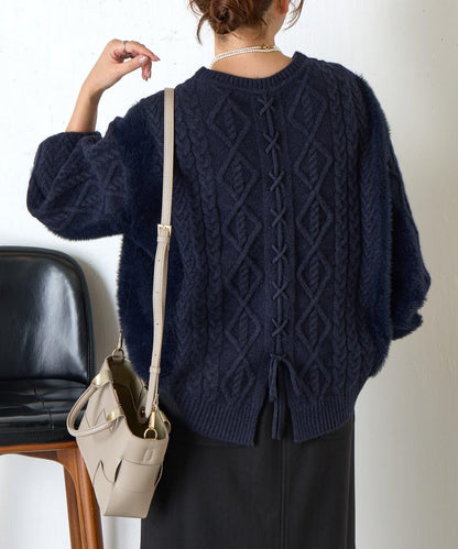 後背繫帶針織衫