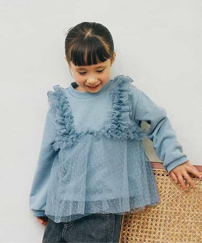 波點網紗荷葉邊吊帶拼接衛衣 Link