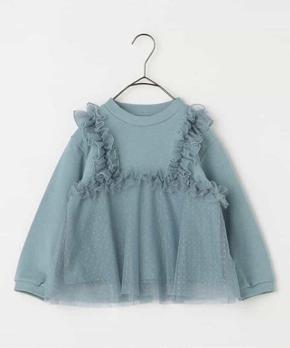 波點網紗荷葉邊吊帶拼接衛衣 Link